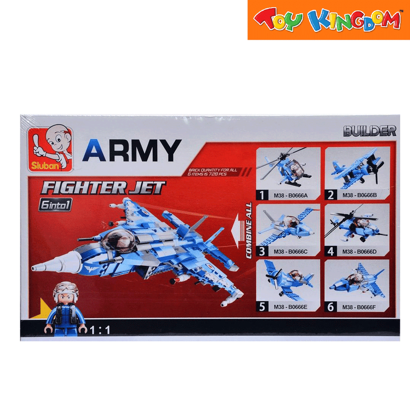 Sluban 6-in-1 Army Fighter Jet Building Bricks