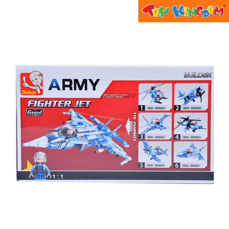 Sluban 6-in-1 Army Fighter Jet Building Bricks