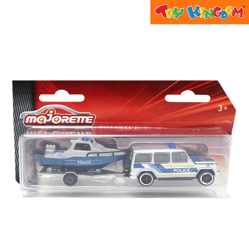 Majorette Trailer Blue Police Trailer Boat Die-cast Vehicle