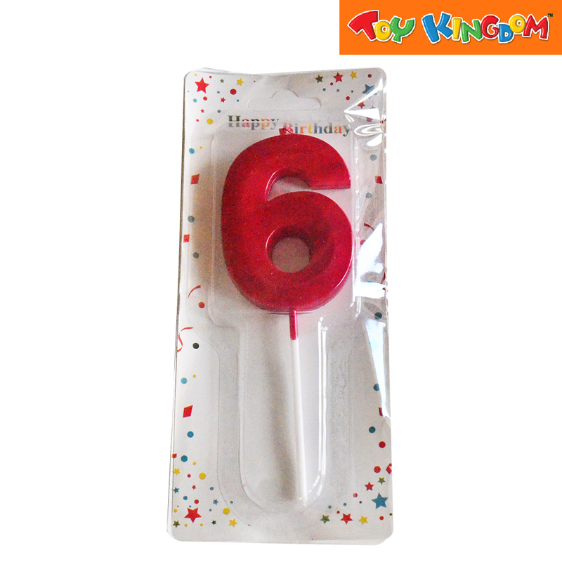 Red No. 6 Cake Number Candle