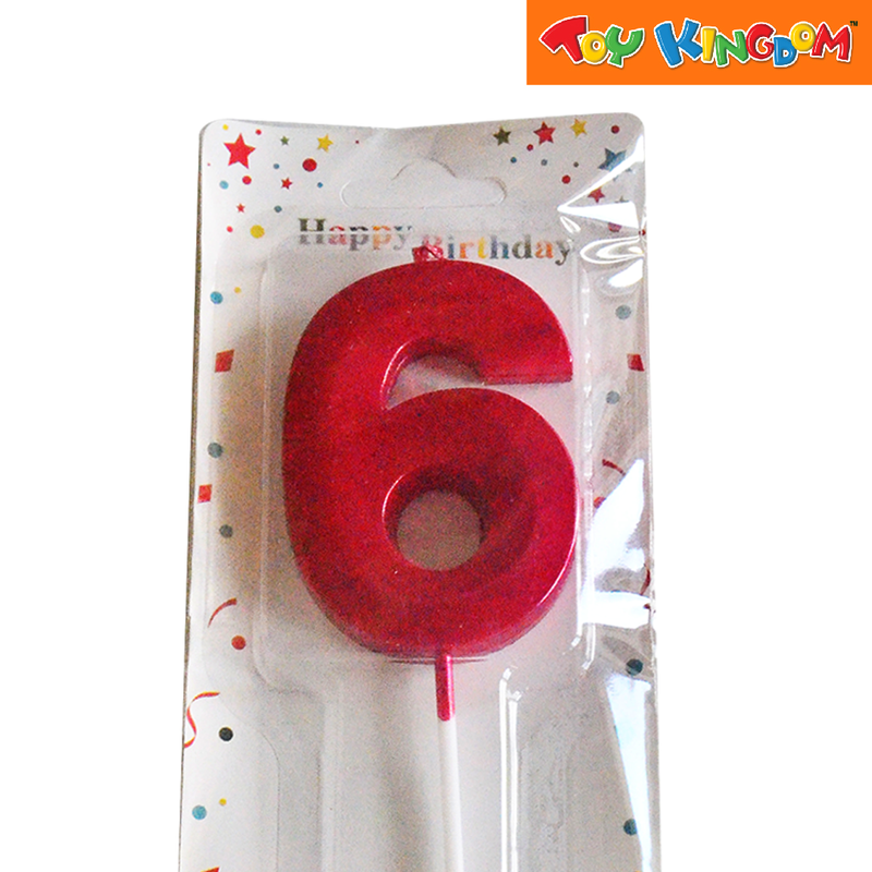 Red No. 6 Cake Number Candle