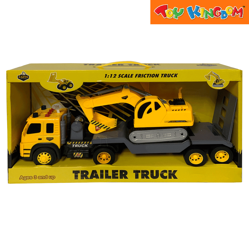 Earth Movers Trailer Truck 1:12 Scale Friction Vehicles