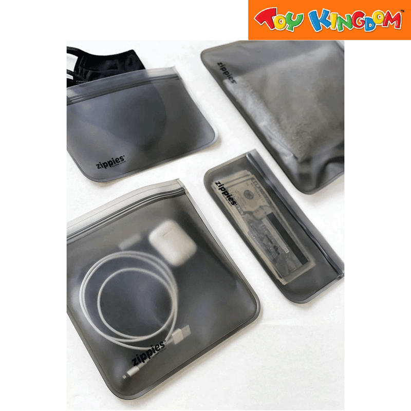 Zippies Steel Gray 3 pcs Medium Reusable Lay Flat Storage Bags